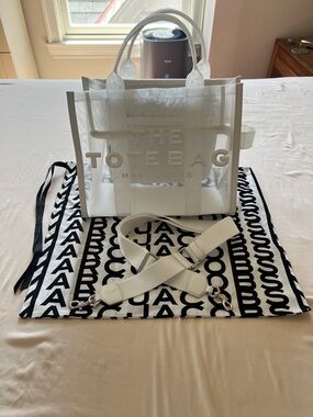 Marc Jacobs Clear White Tote with Detachable White Strap